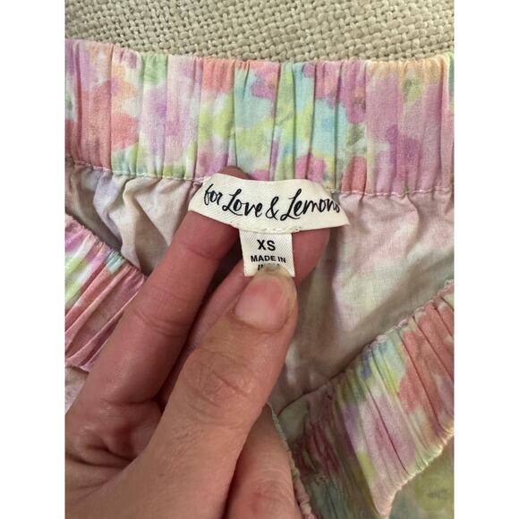 For Love & Lemons Kenney Floral Cotton Lounge Shorts Pastel Watercolor Print XS - Picture 11 of 11